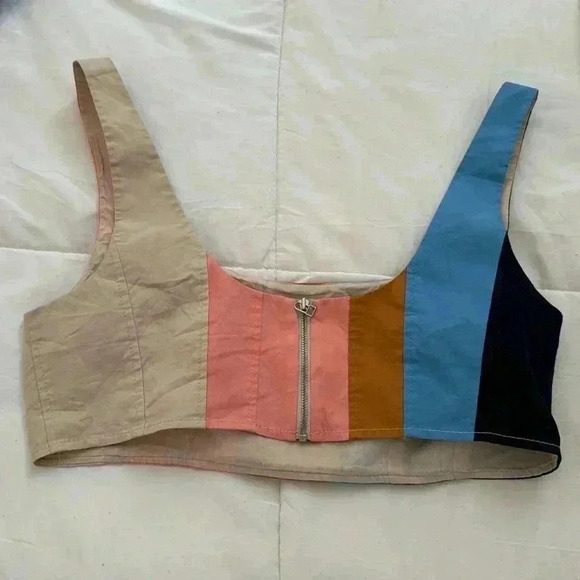 STAUD wells crop top rainbow stripe 10 - Picture 3 of 5